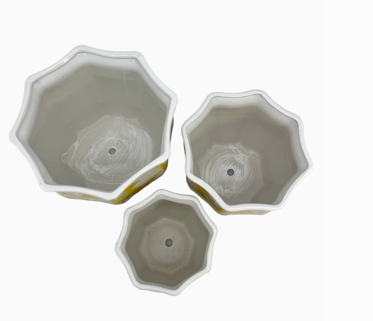 Ceramic Chinoiserie Planter Pot - Yellow