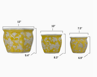 Ceramic Chinoiserie Planter Pot - Yellow