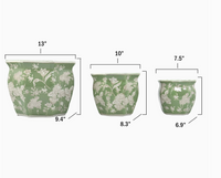 Ceramic Chinoiserie Planter Pot - Green