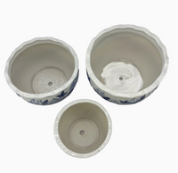 Ceramic Chinoiserie Planter Pot - White and Blue