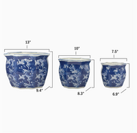 Ceramic Chinoiserie Planter Pot - Blue