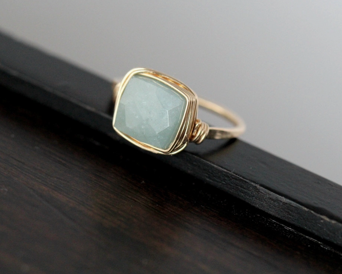 Aquamarine Cocktail Ring - 14k Gold Fill