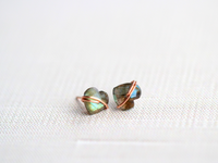 Labradorite Heart Studs - 14k Rose Gold Filled