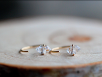 Herkimer Diamond Hug Hoops - 14k Gold Filled