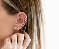 Herkimer Diamond Hug Hoops - 14k Gold Filled