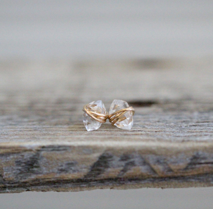 Herkimer Diamond Studs - 14k Gold Filled