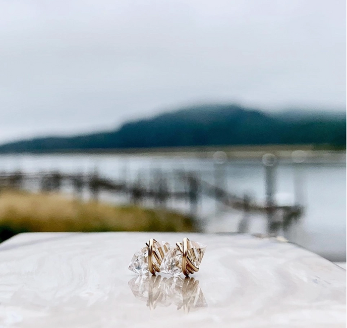 Herkimer Diamond Studs - 14k Gold Filled