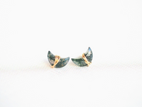 Moss Agate Moonbeam + Stardust Studs - 14K Gold Filled