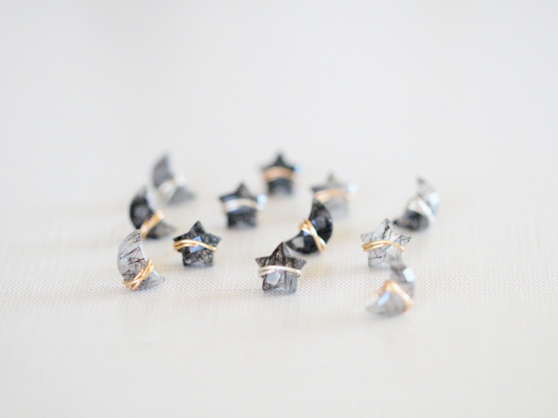 Rutilated Quartz Moonbeam + Stardust Studs - 14K Gold Filled