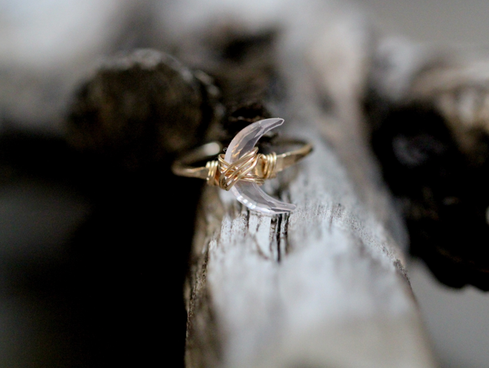 Rose Quartz Moonbeam Ring - 14k Gold Filled