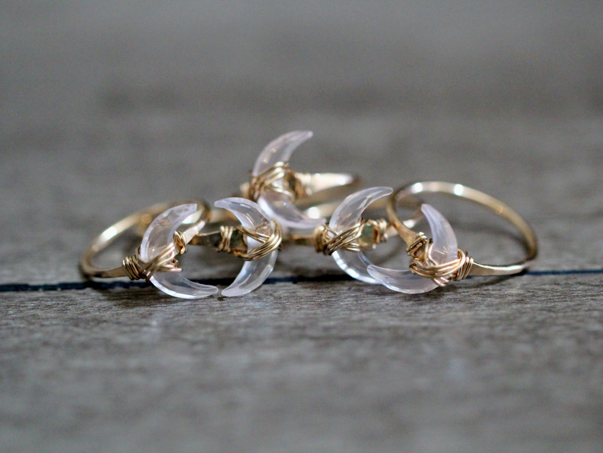 Rose Quartz Moonbeam Ring - 14k Gold Filled