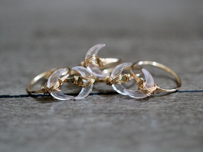 Rose Quartz Moonbeam Ring - 14k Gold Filled