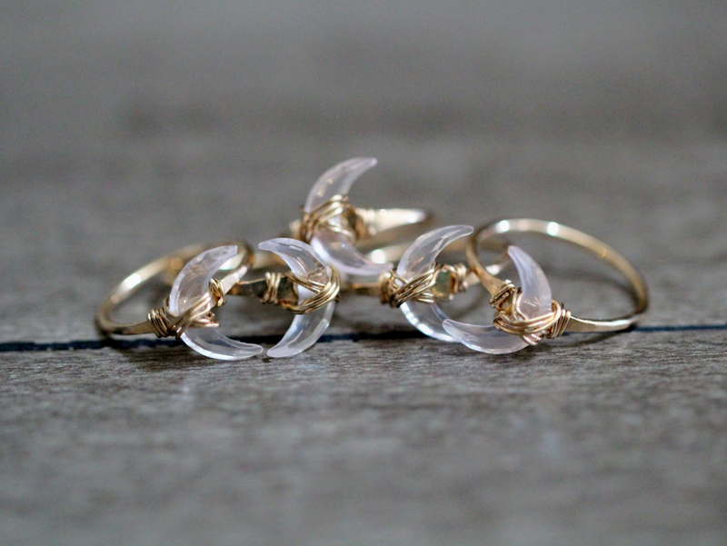Rose Quartz Moonbeam Ring - 14k Gold Filled