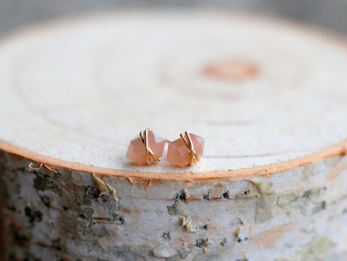 Peach Pike Studs - 14k Gold Filled