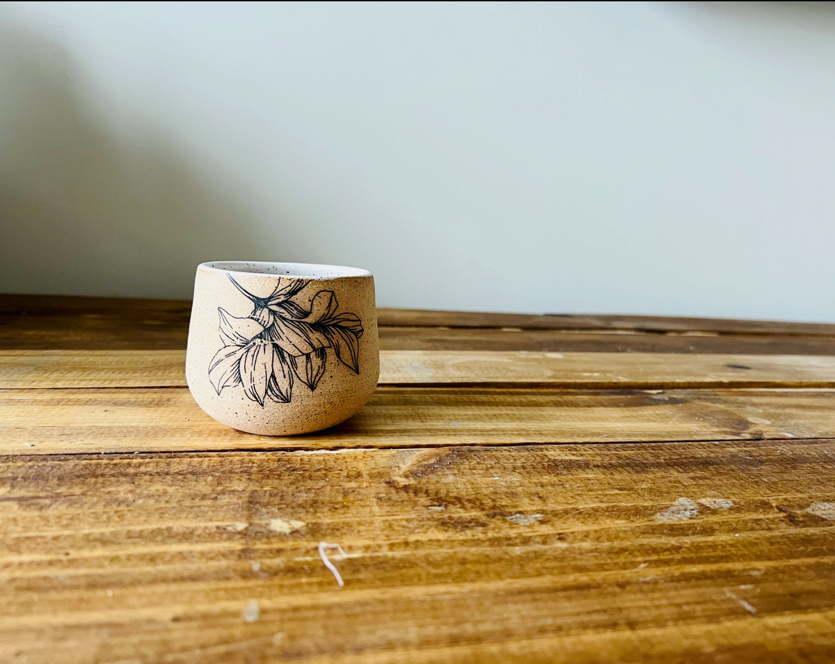 Handmade Ceramic Floral Coffee Cup