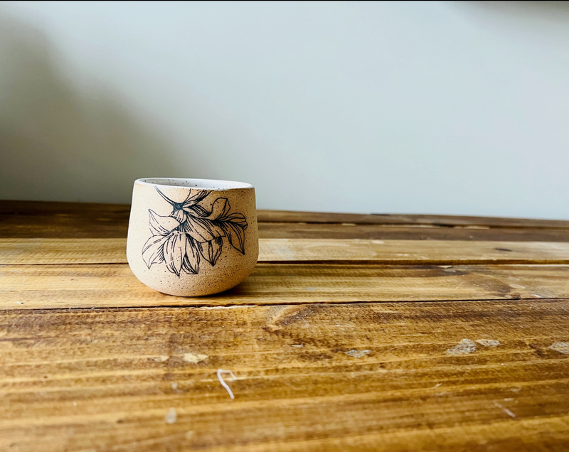 Handmade Ceramic Floral Coffee Cup