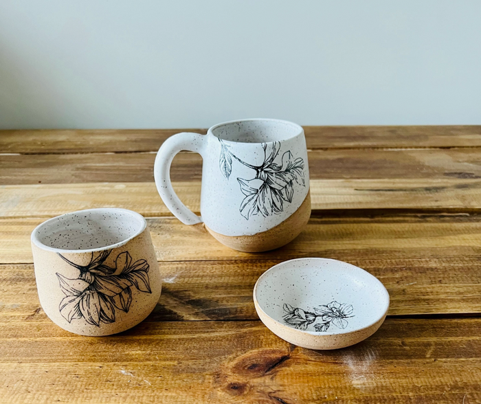 Handmade Ceramic Floral Coffee Cup
