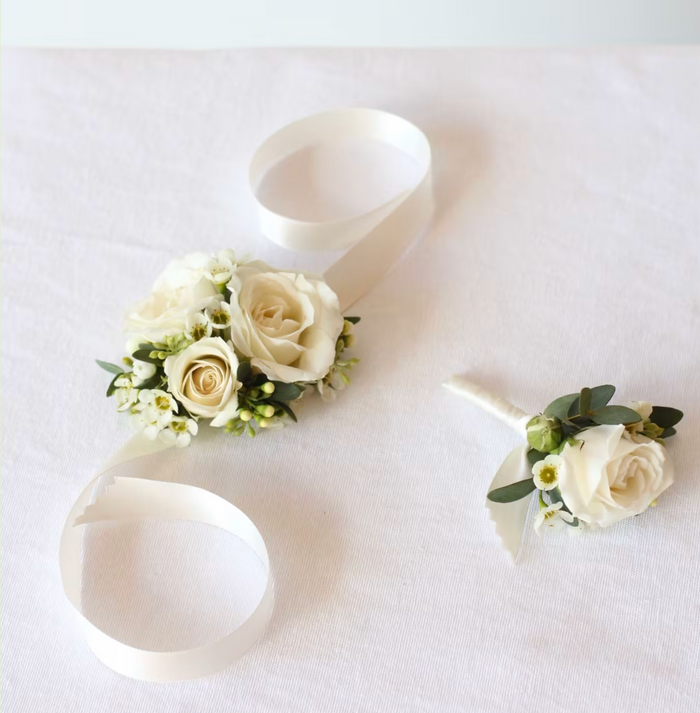 White & Green Boutonniere