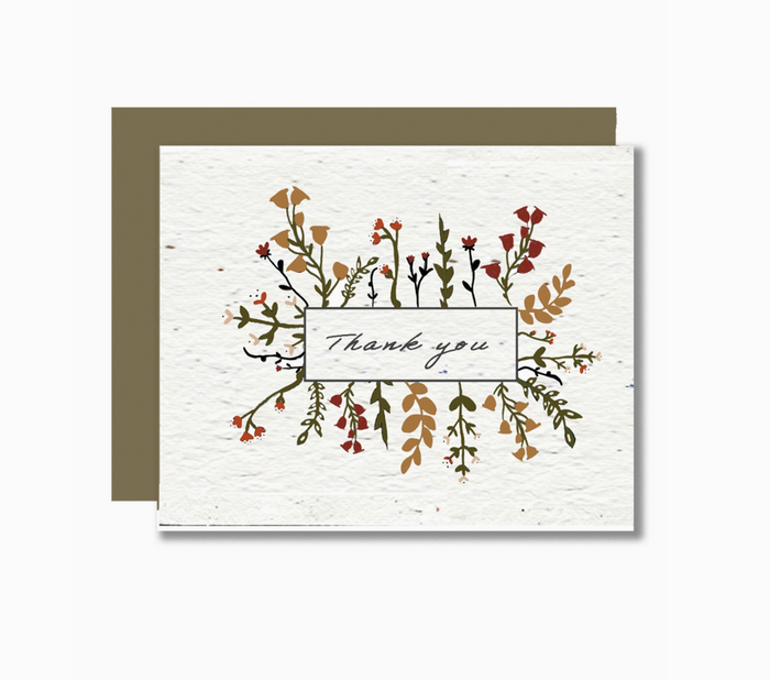 Wildflower Seed Paper Greeting Card: Thank You (Earth Tones)