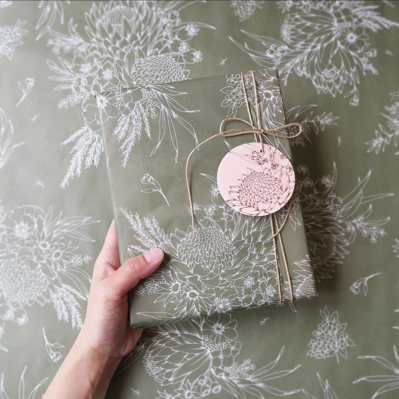 Tissue Paper: King Protea in Olive