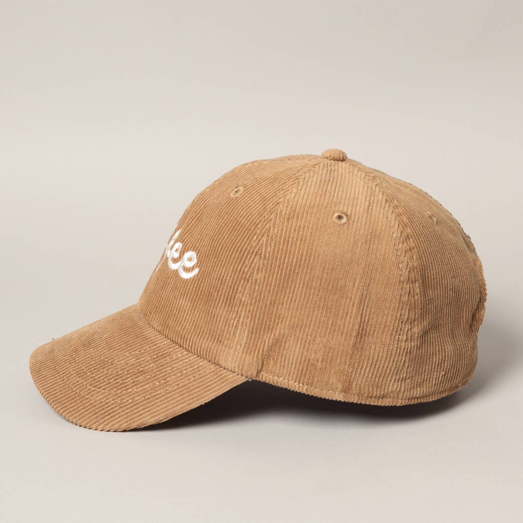 COFFEE Embroidered Corduroy Cap