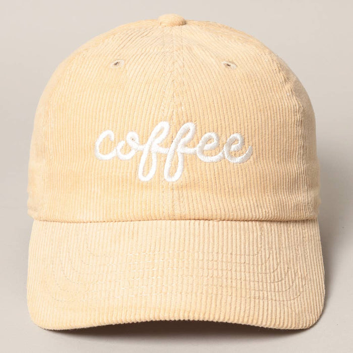 COFFEE Embroidered Corduroy Cap