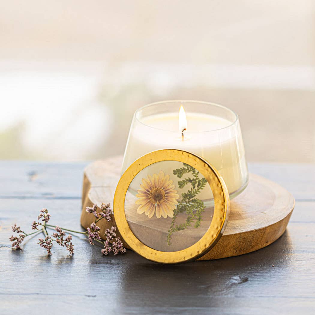 Accent Pressed Floral Candle - Vanilla Rain
