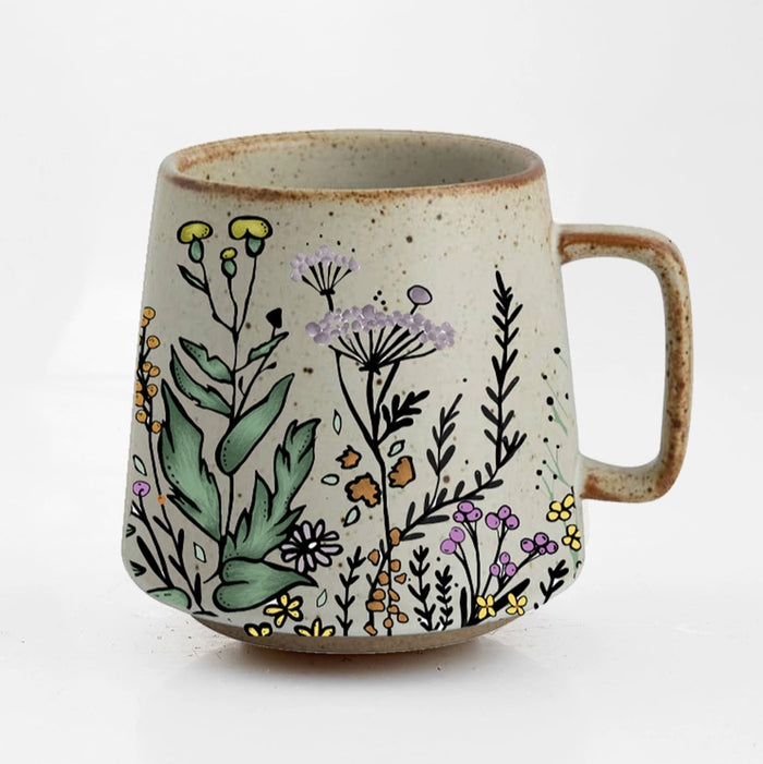 Floral Harmony Stoneware Mug